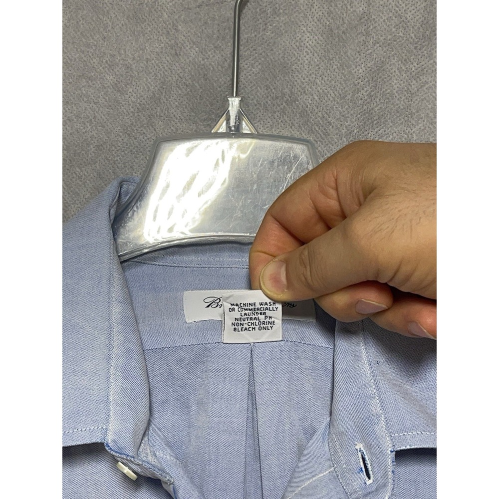 Brooks Brothers Shirt Men's L Blue Makers Button Up Academia Casual Hybrid 16-33 - Picture 9 of 9